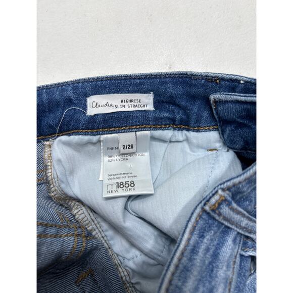M1858 Women’s Claudia High Rise Straight Crop Jeans with Knee Rips Size 2/26 - Picture 4 of 6